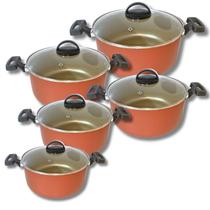 Jogo De Panelas 5 Peças Antiaderente Com Tampa De Vidro GAL