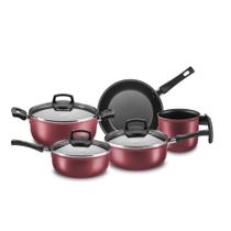 Jogo de Panelas 5 peças Antiaderente Conjunto Cristal Cereja Vermelho MTA