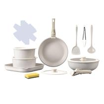 Jogo De Panelas 5 Peças Antiaderente Indução Gás Conjunto Revestido Cerâmica Granito