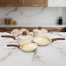 Jogo de Panelas 5 Peças Antiaderente Tampa de Vidro Alumínio Todos Fogões e Indução Jogo de Panelas 5 Peças Antiaderente Tampa de Vidro Alumínio Todos Fogões e Indução