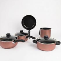 Jogo de Panelas 5 Peças Antiaderente Teflon Alumínio Cereja 16-24cm PFOA Free Jogo de Panelas 5 Peças Antiaderente Teflon Alumínio Cereja 16-24cm PFOA Free