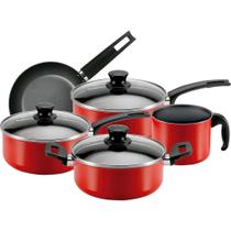 Jogo de panelas 5 peças antiaderente vermelho
