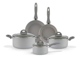 Jogo De Panelas 5 Peças Ceramic Life Marble Blend Brinox Cor Cinza