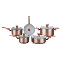 Jogo de Panelas 5 Peças Ceramic Rose Gold Rochedo Jogo de Panelas 5 Peças Ceramic Rose Gold Rochedo