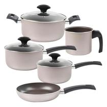 Jogo De Panelas 5 Peças Champagne Cerâmic Life Essence Alumínio 7250/100 Brinox