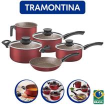Jogo De Panelas 5 Peças Com Frigideira Tramontina Antiaderentes Inox Paris