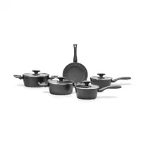 Jogo De Panelas 5 Peças Fogão De Indução Revestimento Cerâmica Antiaderente Cor Preta