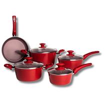 Jogo de Panelas 5 Peças Indução Revestimento Cerâmico Optima Vermelho Carmin - Brinox