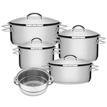 Jogo De Panelas 5 Peças Inox Fundo Triplo Solar Tramontina