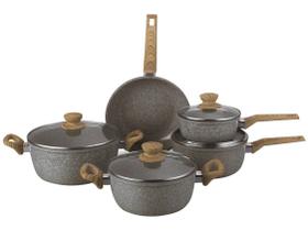 Jogo de Panelas 5 Peças Marble Edition Light Grey Indução Cerâmica Oster