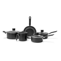 Jogo de Panelas 5 Peças Preto em Alumínio e Revestimento Antiaderente Ebony Brinox
