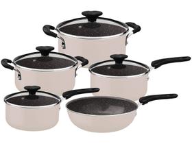 Jogo de Panelas 5 Peças Tunis Alumínio Interno Cerâmico Externo Siliconado Rosa Tramontina 28799411