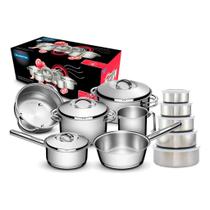 Jogo De Panelas 6 Pç Inox Solar Tramontina Indução E Tigelas em aço Inox com tampa