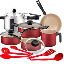 Jogo De Panelas 6 pcs Tramontina Turim com Panela de Pressão Rochedo Clock e 5 Utensílios Jogo De Panelas 6 pcs Tramontina Turim com Panela de Pressão Rochedo Clock e 5 Utensílios