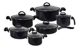Jogo de panelas 6 peças cerâmica indução cooktop lenha tampa de vidro