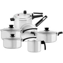 Jogo De Panelas 6 Peças Com Panela De Pressão 3 Litros Panelux Magnific Classic Em Alumínio Polida