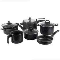 Jogo De Panelas 6 Peças Com Panela De Pressão 4,5L Preto Jogo De Panelas 6 Peças Com Panela De Pressão 4,5L Preto