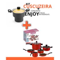 Jogo de Panelas 6 Peças com panela de pressão + Cuscuzeira Antiaderente Alegrete