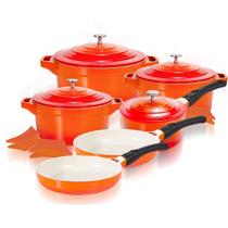 Jogo de Panelas 6 Peças Laranja Revestimento Cerâmico LE Cook