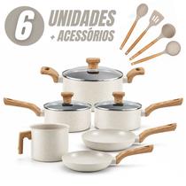 Jogo de Panelas 6 Peças Revestimento Cerâmico Indução 4 Utensílios