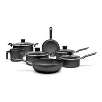 Jogo de Panelas 7 Peças Ebony Pro Flon em Alumínio Preto 7190/401 Brinox