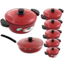 Jogo De Panelas 7 Peças Gulê Alumínio Fundido Vermelho