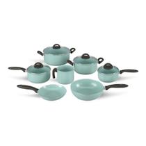 Jogo De Panelas 7 Peças Revestimento Cerâmico Antiaderente Mineral Resist Cor Verde Ceramic Life