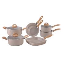 Jogo de Panelas 7 peças Smart Plus Areia indução Brinox Jogo de Panelas 7 peças Smart Plus Areia indução Brinox