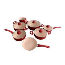 Jogo de panelas 7 pecas toronto vermelha 1,8 mm- revestimento ceramico