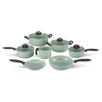 Jogo de Panelas 7 Peças Verde em Alumínio Antiaderente Ceramic Life Suprema Brinox