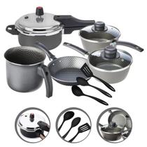 Jogo de Panelas 8 peças Panela de Pressão Frigideira Antiaderente e Utensílios