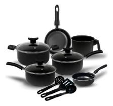 Jogo de Panelas 9 Pçs Teflon Tampas Vidro Antiaderente Varias Cores Jogo de Panelas 9 Pçs Teflon Tampas Vidro Antiaderente Varias Cores