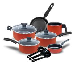 Jogo de Panelas 9 Pçs Teflon Tampas Vidro Antiaderente Varias Cores Jogo de Panelas 9 Pçs Teflon Tampas Vidro Antiaderente Varias Cores