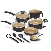 Jogo de Panelas 9 Pçs Teflon Tampas Vidro Antiaderente Varias Cores Jogo de Panelas 9 Pçs Teflon Tampas Vidro Antiaderente Varias Cores