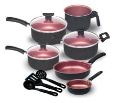 Jogo de Panelas 9 Pçs Teflon Tampas Vidro Antiaderente Varias Cores Jogo de Panelas 9 Pçs Teflon Tampas Vidro Antiaderente Varias Cores