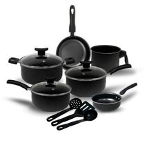 Jogo de Panelas 9 Peças Teflon Tampas Vidro Antiaderente