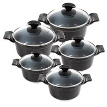 Jogo de Panelas AA 16A24 Cacarola Ceramica Antiaderente Preto Liso Javali Jogo de Panelas AA 16A24 Cacarola Ceramica Antiaderente Preto Liso Javali