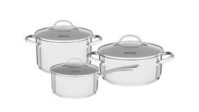 Jogo de panelas aço inox 3 pç. Tramontina
