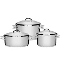 Jogo de Panelas Aço Inox Fundo Triplo 3 Peças Jogo de Panelas Aço Inox Fundo Triplo 3 Peças