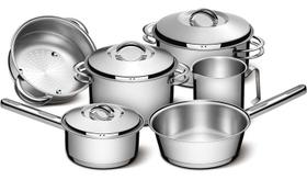 Jogo de Panelas Aço Inox Solar, 6 Peças, Fundo Triplo, Fogão de Indução Jogo de Panelas Aço Inox Solar, 6 Peças, Fundo Triplo, Fogão de Indução