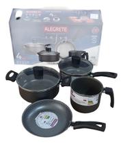 Jogo De Panelas Alegrete Enjoy 4 Peças Alumínio Tampa Vidro