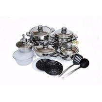 Jogo De Panelas Alemã Aço Cirúrgico Tampas De Inox
