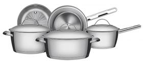Jogo de Panelas Allegra 5 Peças em Aço Inox com Fundo Triplo Tramontina 65650/310 Jogo de Panelas Allegra 5 Peças em Aço Inox com Fundo Triplo Tramontina 65650/310