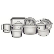 Jogo De Panelas Allegra Aço Inox Com Fundo Triplo 9 Peças Tramontina