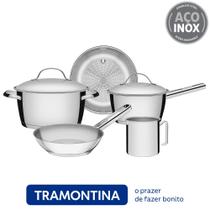 Jogo de Panelas Allegra em Aço Inox com Fundo Triplo 5 Peças - Tramontina Jogo de Panelas Allegra em Aço Inox com Fundo Triplo 5 Peças - Tramontina