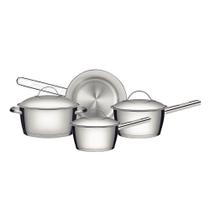 Jogo de Panelas Allegra em Aço Inox com Fundo Triplo e Tampas de Inox 4 Peças - Tramontina 65650270 Jogo de Panelas Allegra em Aço Inox com Fundo Triplo e Tampas de Inox 4 Peças - Tramontina 65650270