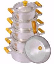 Jogo De Panelas Alumínio Batido Frigideira Tampa De Vidro