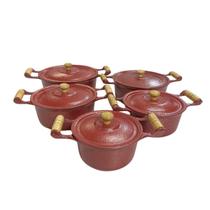 Jogo de Panelas Alumínio Batido Fundido 5 Peças Craquelada Grossa com Tampa de Alumínio