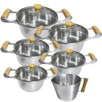 Jogo de Panelas Alumínio Batido Fundido 6 Peças Polida Grossa com Tampa de Vidro Jogo de Panelas Alumínio Batido Fundido 6 Peças Polida Grossa com Tampa de Vidro