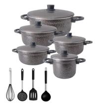 Jogo De Panelas Alumínio Craqueado 9 Peças